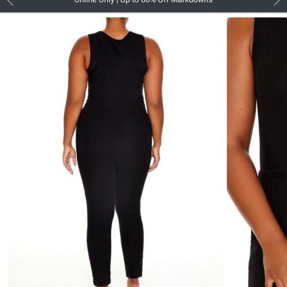 FOREVER 21+ 1X XXL Set Of 2 Knit Catsuit One Piece Black Olive Green NET R$56 - Picture 6 of 7